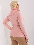 Helle rosa Plus-Size-Strickjacke mit Rippbündchen