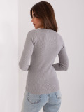 Grau klassischer Pullover mit dekorativen Knöpfen