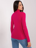 Fuchsia gestreifter Pullover mit Rollkragen