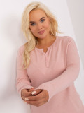 Helle rosa Damen Pullover in Übergröße mit Knöpfen