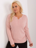 Helle rosa Damen Pullover in Übergröße mit Knöpfen
