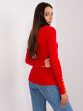 Roter Damenklassiker Pullover mit Knöpfen