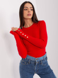 Roter Damenklassiker Pullover mit Knöpfen