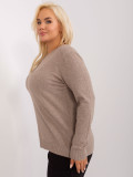 Beiger Plus-Size-Pullover mit Knöpfen
