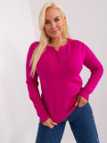 Fuchsia Damen Pullover Plus Size mit Rippbündchen