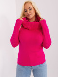 Fuchsia Damenpullover mit fließendem Kragen