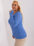 Blauer figurbetonter Pullover in Übergröße