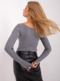 Grau klassischer Pullover mit langen Ärmeln