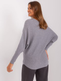 Grau Oversize Pullover mit Bootsausschnitt