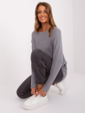 Grau Oversize Pullover mit Bootsausschnitt