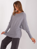 Grau Oversize Pullover mit Bootsausschnitt