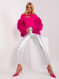 Fuchsia Pullover mit Ausschnitt