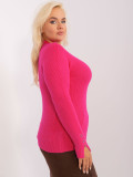 Fuchsia Damen Pullover in Übergröße mit V-Ausschnitt