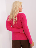 Fuchsia Damen Pullover in Übergröße mit V-Ausschnitt