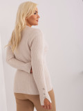 Helle beige Damen Pullover in Übergröße mit V-Ausschnitt