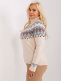 Helle beige Damen Pullover in Übergröße mit geometrischem Muster