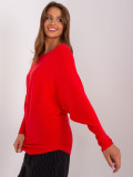 Roter Oversize-Pullover mit Fledermausärmeln
