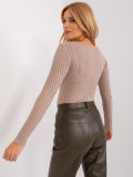 Klassischer gestreifter Pullover in Dunkelbeige