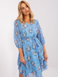 Blaue Oversize-Kleid mit Blumenmuster
