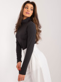 Elegante schwarze Bluse mit Rollkragen