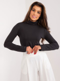 Elegante schwarze Bluse mit Rollkragen