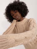 Beiger Pullover mit langen Ärmeln