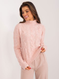 Stylischer Pullover mit langen Ärmeln in hellem Rosa