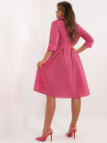 Rosa Midi-Kleid mit 3/4-Ärmeln