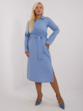 Elegantes blaues Kleid mit langen Ärmeln