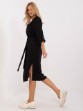Elegantes schwarzes Midi-Kleid mit 3/4-Ärmeln