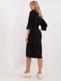Elegantes schwarzes Midi-Kleid mit 3/4-Ärmeln