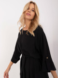 Elegantes schwarzes Midi-Kleid mit 3/4-Ärmeln