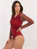 Elegantes rotes Body mit langen Ärmeln