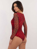 Elegantes rotes Body mit langen Ärmeln