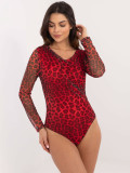 Elegantes rotes Body mit langen Ärmeln