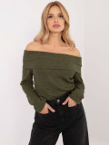 Eleganter khaki Pullover mit langen Ärmeln
