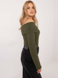 Eleganter khaki Pullover mit langen Ärmeln