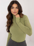 Stylischer Pullover mit Rollkragen in hellem Grün