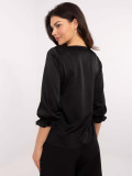 Elegante schwarze Bluse mit 3/4-Ärmeln