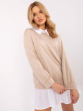 Beige Bluse mit langen Ärmeln