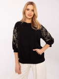 Stilvolle schwarze Bluse mit 3/4-Ärmeln