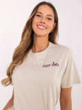 Beige T-Shirt mit Aufdruck