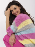 Grau-rosa gestreifter Pullover