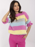 Grau-rosa gestreifter Pullover