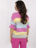 Grau-rosa gestreifter Pullover