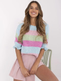 Blauer Pullover mit 3/4 Ärmeln