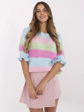 Blauer Pullover mit 3/4 Ärmeln