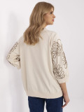 Elegante Bluse mit Stickerei in hellem Beige