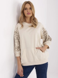 Elegante Bluse mit Stickerei in hellem Beige