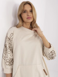 Elegante Bluse mit Stickerei in hellem Beige